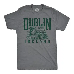 Mens Funny T Shirts Dublin Ireland Sarcastic St Patricks Day Graphic Graphic Novelty Tee for Men Mens Funny T Shirts Cool Vintage Fashion T-Shirt Gift Classic Menswear Saint Patrick's Day Apparel for Men Funny Dark Grey