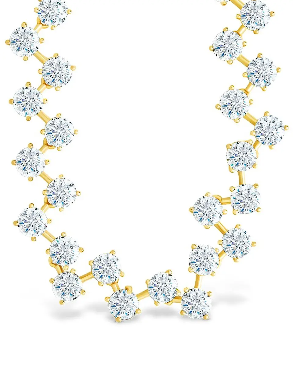 Carson Brass-Plated Adjustable Length CZ Tennis Bolo Necklace - 15.9” Length, Zigzag Design, Modern Twist, Silver Jewelry Accessory, Adjustable Length Necklace