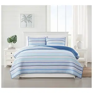 Oceanfront Resort Clearwater Yarn Dye Stripe Fu/Qn Quilt Set