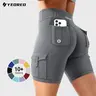 YEOREO CoreFlex Women Workout Cargo Shorts 8" Hidden Scrunch, High Waisted, Gym, Yoga, Booty Scrunch Butt,outdoorfun