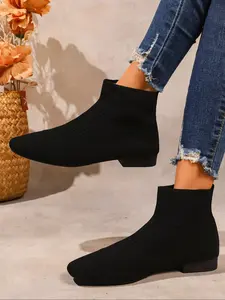 Elegant Cardigan Style Sock Boots for Women, Trendy Platform and Chunky Heel Design, Perfect Pairing with Sweaters and Cardigans