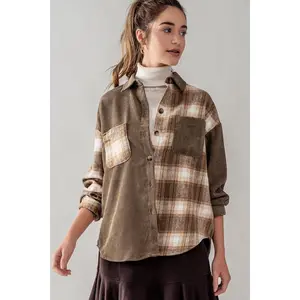 Dorothy Colorblock Corduroy Plaid Mix Shacket