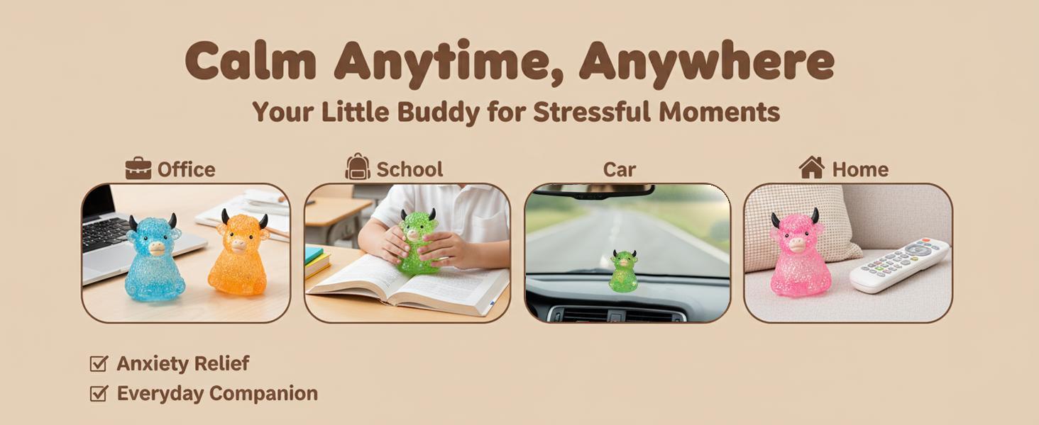 Cow Squishy Stress Relief Fidget Toy, Glitter Slow Rising Stretchable TPR Material, Cute Animal Sensory Toy For Kids Adults Cow Lovers, Easter Basket Stuffer & Daily Gifting