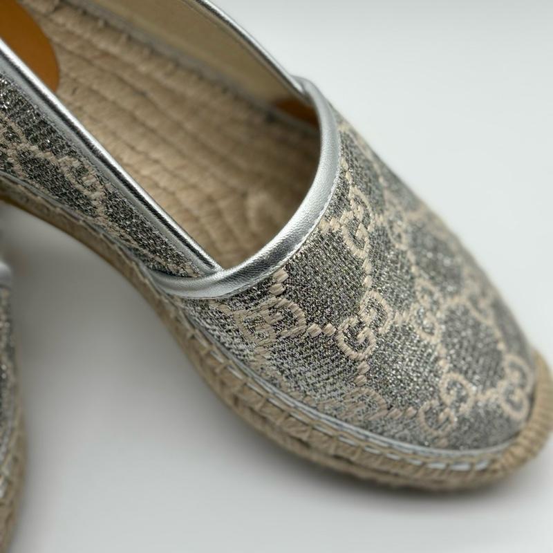 Pre owned Gucci Gucci Lame Nappa GG Monogram Espadrilles size 6 1/2