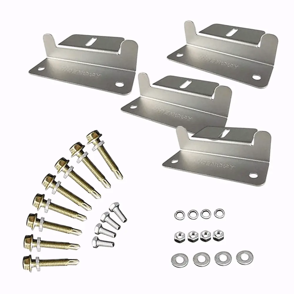 4Pack Solar Panel Mounting Brackets, Solar Panel Mount, Z Brackets for Mounting, Roof, RV, Trailer, Rack, Wall, Home, Off Grid, Boat, Camping, Installation Hardware Kit (for mounting 50W to 150W) - Home Improvement.
