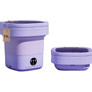 Portable washing machine,Mini Washer,11L upgraded large capacity foldable Washer, Deep cleaning of underwear, baby clothes and other small clothes.Suitable for apartments, dormitories, hotel. (Purple)