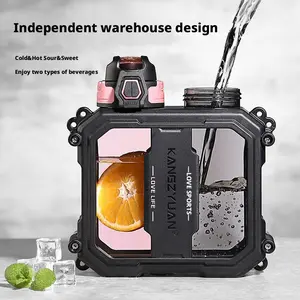 Large-capacity water bottle, designed for sports use and featuring high-temperature resistance as well as a compartmented structure.For Hot & Cold Drinks, Portable Outdoor Mug for Camping, Cycling, Home & Office