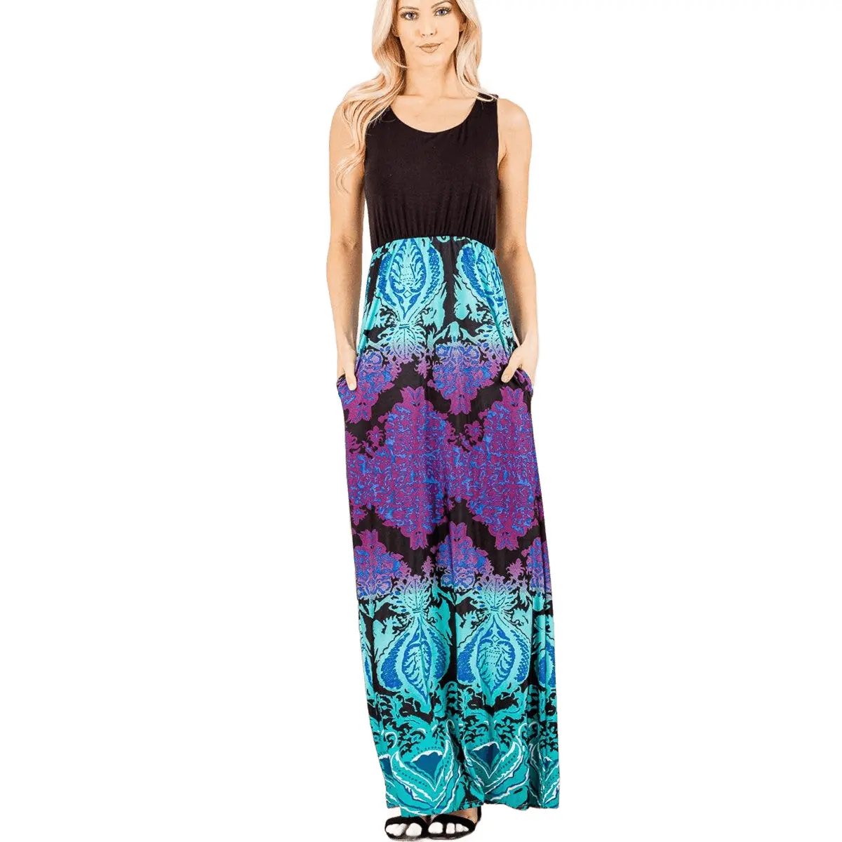 Heimish - Plus/Reg  - Damask Print Tank Top Dress (2 Colors)