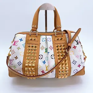 Pre-owned Louis Vuitton Monogram Multicolor Courtney MM White