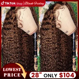 30 32 Inch Deep wave 13x6 Lace Front Human Hair Wig For Women 180 Density Chocolate Brown Loose Deep Wave 13x4 HD Lace Frontal Preplucked Curly Wigs Natural Hairline TikTokShopBlackFriday