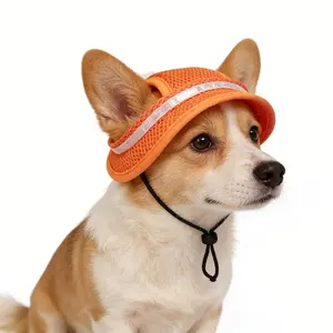 1pc Pet Sun Hat Spring Summer Uv-Protective Dog Cat Hat Cute Candy Color Bowknot Pets Outdoor Breathable Mesh Porous Outdoor Protection Cap