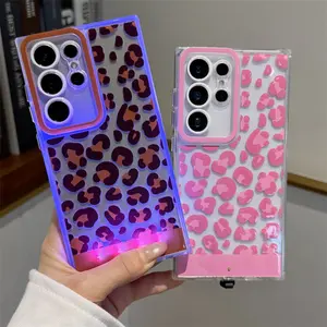 LED Leopard Print Phone Case, Compatible with Samsung Galaxy S25/24 Ultra and A56/55/36/35 Stylish Protective Cover, Unique Design for Daily Use Protective Shell