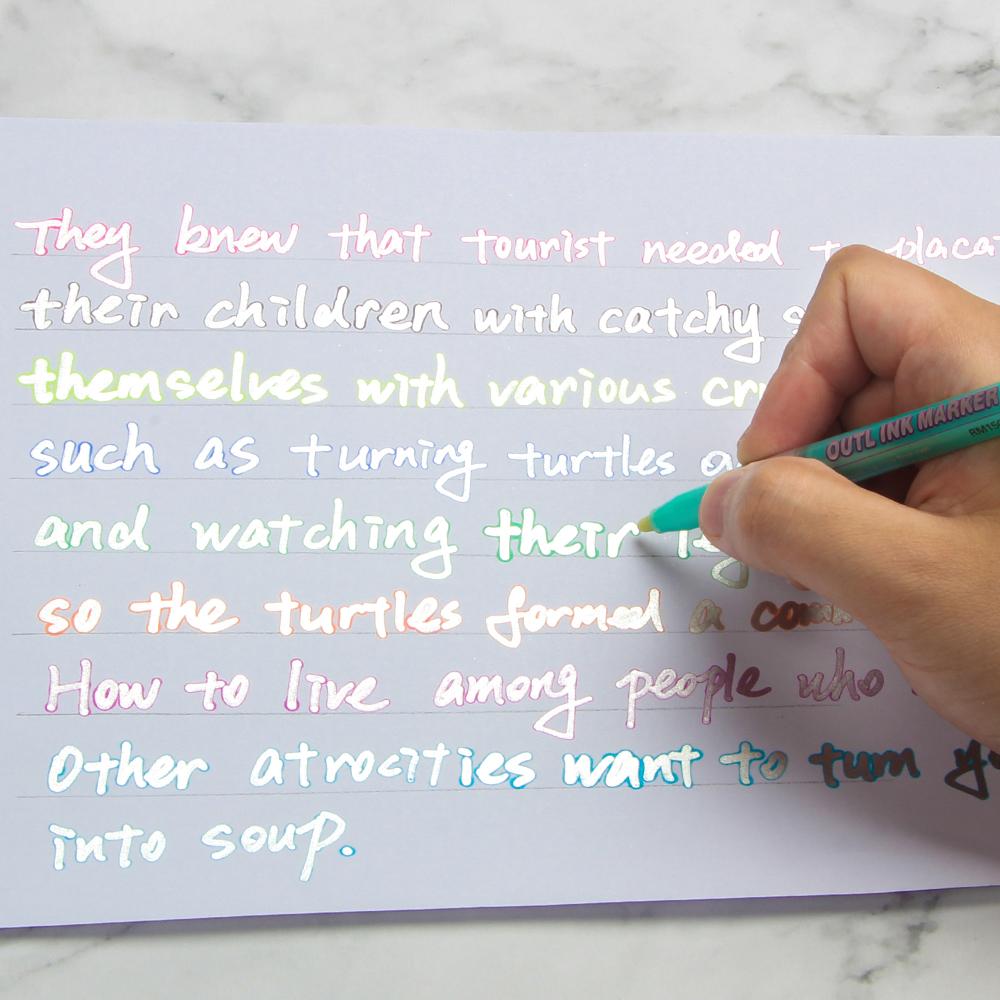 Tomorotec Self-outline Metallic Markers, Colored Double Line Pen Outline Marker Journal Pens for Drawing office accessories bible study highlighter