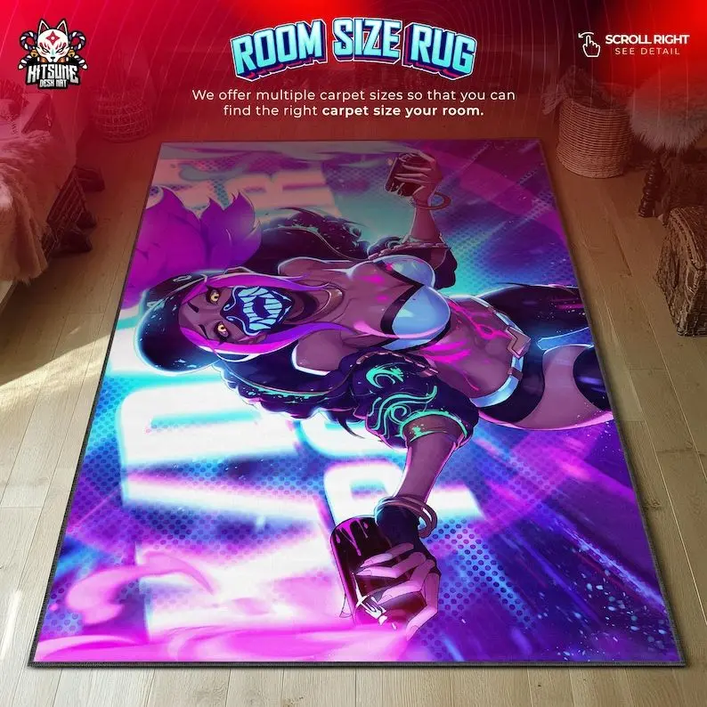 KDA Akali Mouse Pad, Neon Glow Desk Mat, League of Legends Gaming