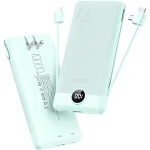 GJ    P-MPP02    Portable Charger for iPhone with Built in Cables and Wall Plug, 10000mah Slim Fast Charging USB C Power Bank, Travel Essential Battery Pack Compatible with iPhone, iPad, Samsung etc(Green) Device Smartphone Navy