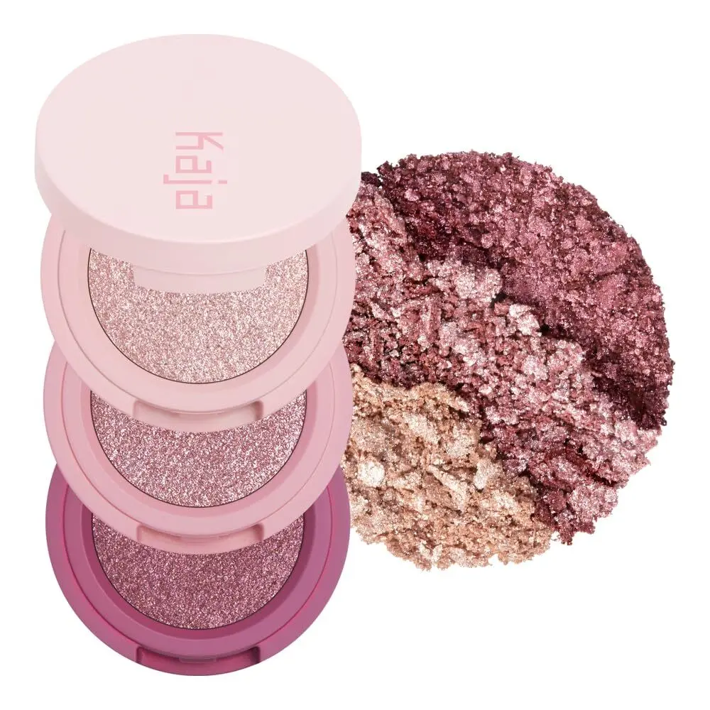 Kaja Beauty Bento Bouncy Eyeshadow Trio - Plum Rosy (01 Rosewater) | 2020 Allure Best of Beauty Award, Bouncy Shimmer, Creamy Powder, Travel Size, Cruelty Free, Vegan