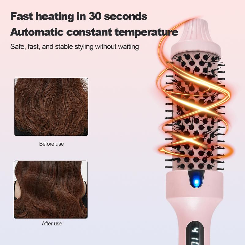 1.5inch Blowout Brush, Ionic Anti-Frizz Hair Curling Thermal Brush Curlingiron Hot Comb perfect for a quick style Fluffy Not damaging hair quality Rechargeable Heated Curler