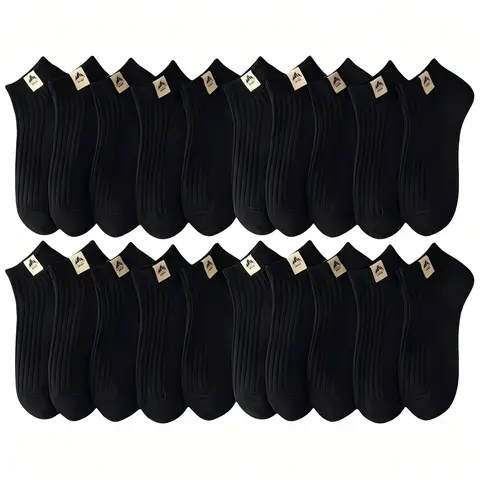 5/10 Pairs of Simple Women's Socks Durable Easy-to-clean Breathable Fashion Minimalist Style for Home Wear Striped Boat Shoe Style