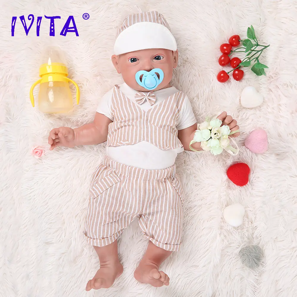 IVITA 23'' Big Silicone Reborn Baby BOY Full Body Silicone Newborn Doll Adorable Smile Baby Infant