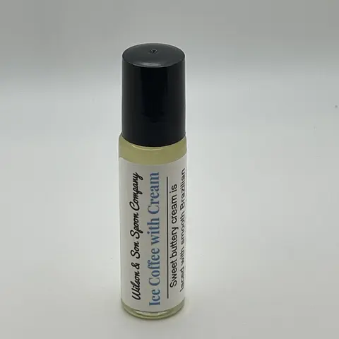 10 ml Iced Coffee with Cream Roll-On Vanilla Body Oil - Vegan Unisex Gourmand Scent, Sweet-Scented Bath & Body Care Oil with Buttery Brazilian Coffee, Brown Sugar & Cocoa Powder Aromas, Compact Size