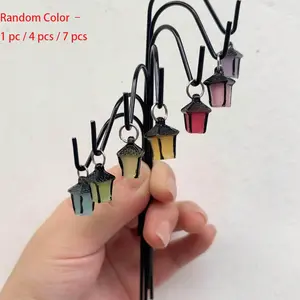 Glow in the Dark Garden Stake with Fairy Resin Miniature and Colorful Lanterns, Rustic Outdoor Christmas Decor, Indoor Craft and Tabletop Decoration, Garden Accessories, Lights