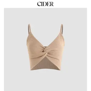 Cider [3 colors, size 2-10] Solid Rib Crop Criss Top