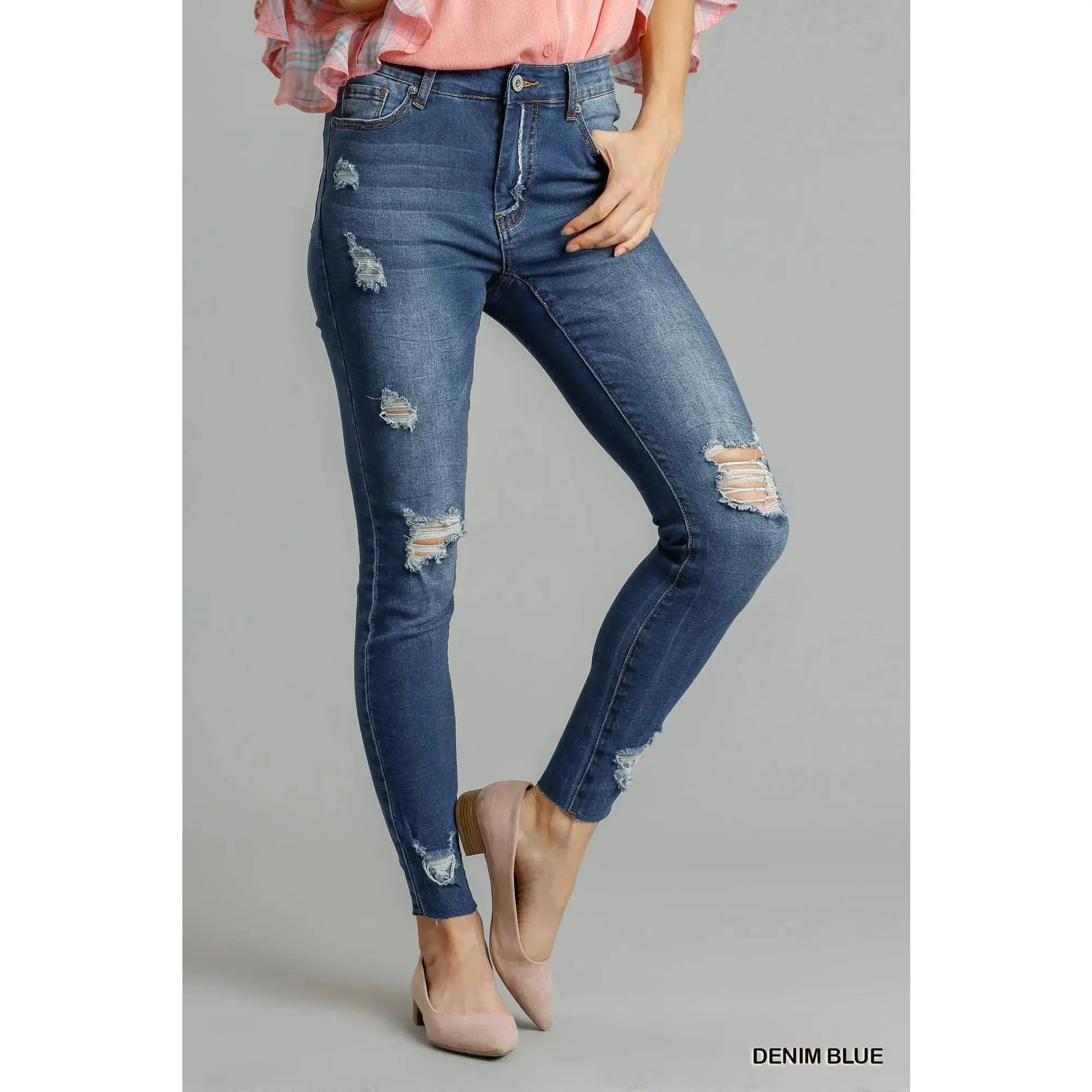 Umgee Distressed Skinny Jeans with Pockets