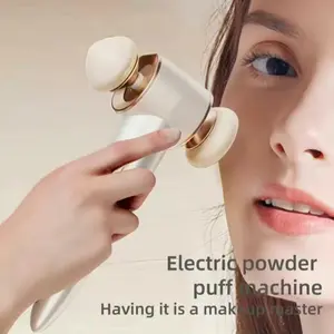 Rechargeable Dual-Use 3D Electric Vibration Beauty Tool, Plastic Foundation Makeup Powder Puff, Portable Cosmetics Applicator
