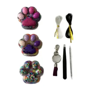 3 Cute SMALL Paw Pick-n-Craft Picky Paw Set Non Remelt Anxiety Relief ADHD Sensory Skin Mania Skin Picking Pad Fidget Toy Birthday Gift Bigger Beads Ages 9+ United States Made anxiety relax adh d