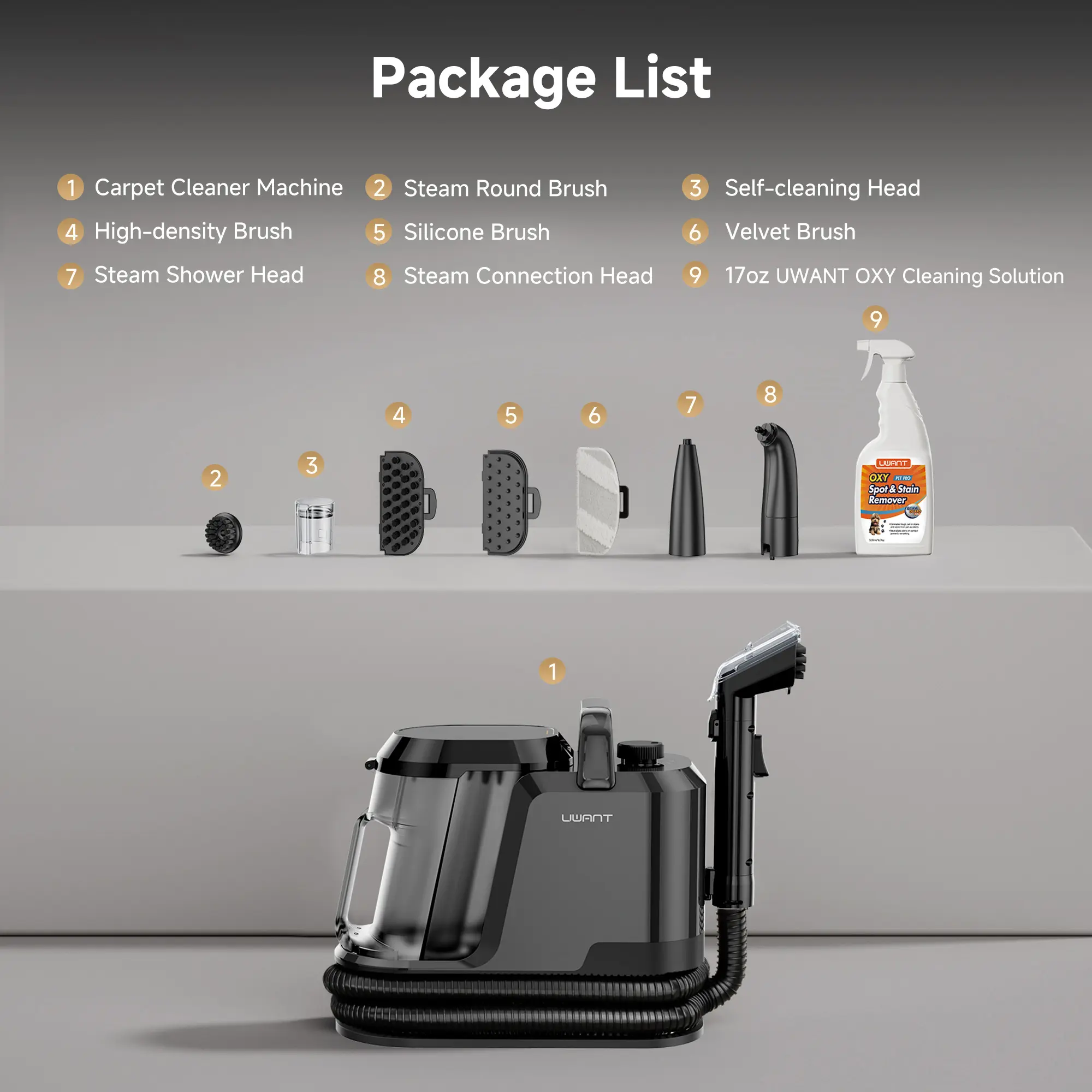 Uwant Y100 Steam Portable Carpet Cleaner , 18Kpa Powerful Spot