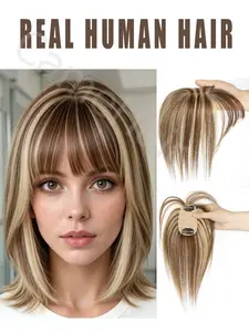 Hair Toppers for Women Real Human Hair Clip in Bangs HairToppers for women Wig With Bangs Natural Skin Scalp Thinning or Loss Top Pieces Wiglets wig 360° 3D Topper Updated Base With ThinningHair Cover Gray Roots Add Volume for Halloween Christmas Party