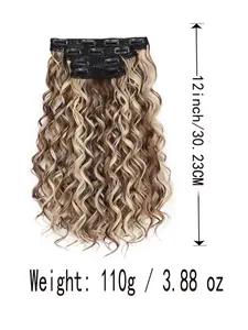 Curly Clip in Hair Extensions, 4pcs 16 Inch Synthetic Curly Hair Extensions, Lace Weft Soft Natural Hairpieces for Women