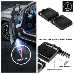 4 Pack Pontiac Logo Car Door Projector Lights, LED Welcome Ghost Shadow Courtesy Puddle Lights for Pontiac GTO Firebird Trans Am Solstice G6 Grand Prix, Car Lighting Accessories