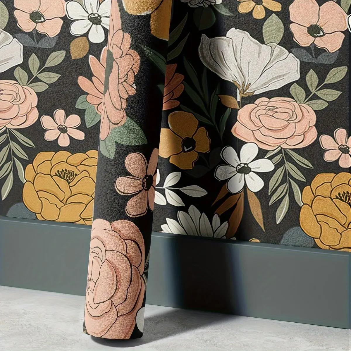 Vintage Floral Pattern Wallpaper, Self-adhesive Wallpaper, Peel and Stick Wallpaper, Decorative Wallpaper, Wall Decor for Home Living Room Bedroom Kitchen Interior Walls