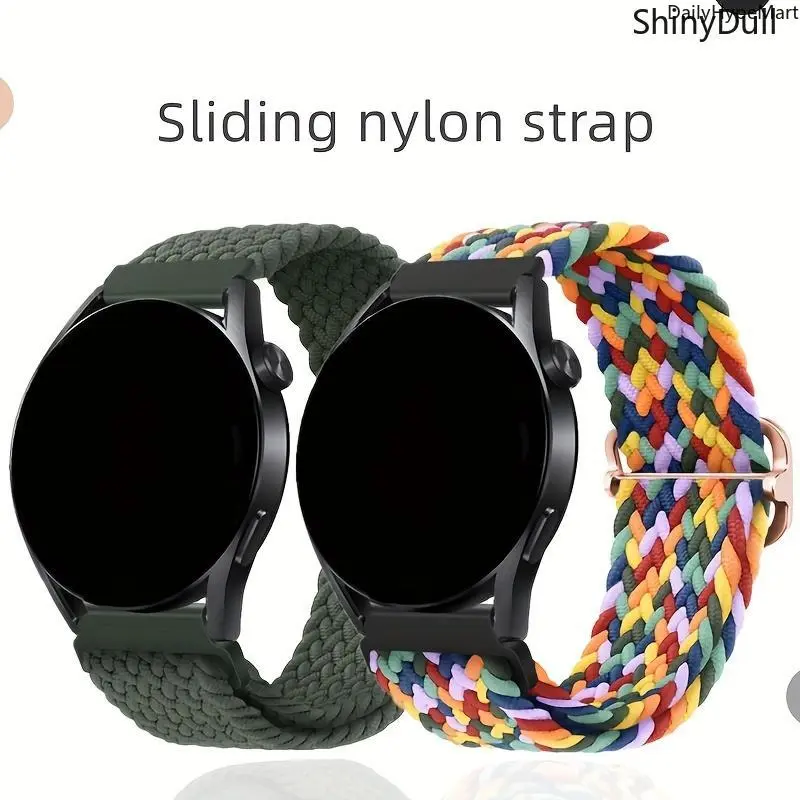Elastic Braided Nylon Solo Loop Smartwatch Strap - 20-22mm Adjustable Stretch Band, Unisex Comfortable Sport Wristband Accessory for Compatible Smartwatches, Accessories, Wearable, Adjustable Size, Nylon Pvc, Single Strap, Stretch Fit