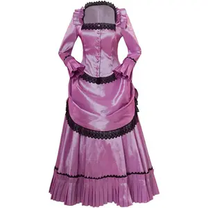 Victorian Steampunk Gown - Elegant Purple Bustle Dress for Women