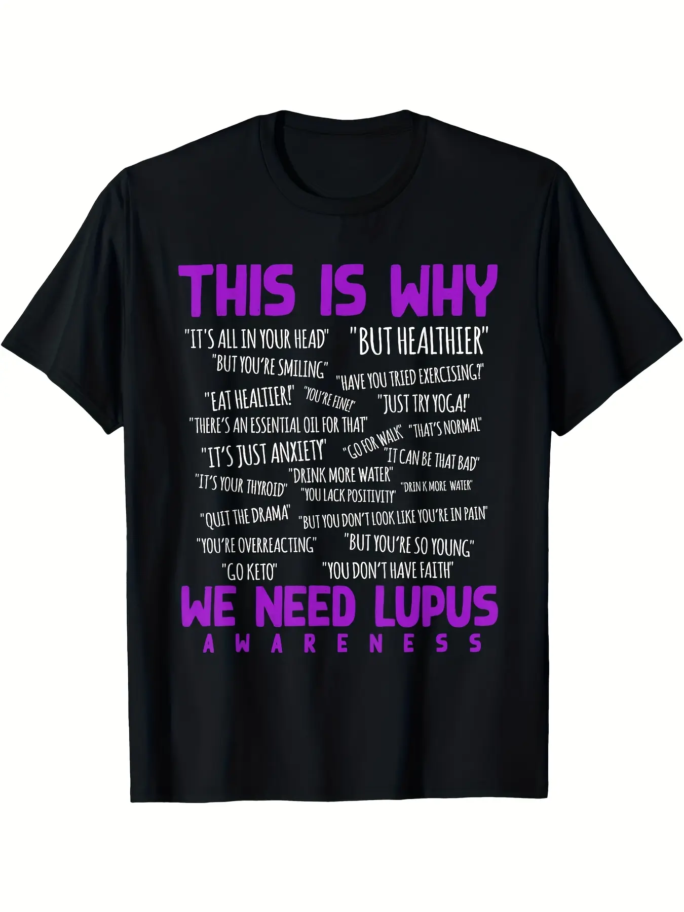 Lupus Awareness T-Shirt for Men - Striking Purple unisex soft cotton short sleeve t shirt, vintage graphic casual tee for men women teens, perfect birthday holiday gift for camping travel gym daily street  wear