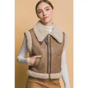 FAUX LEATHER SHEARLING VEST