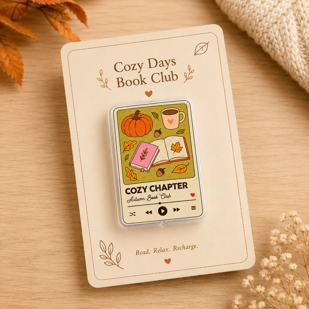 Cozy Autumn Book Club Phone Grip, Kindle Grip, Fall Reading MagSafe Phone Holder, Pumpkin Coffee Book Lover Grip Stand, Cute Bookworm Gift, Reader Accessory