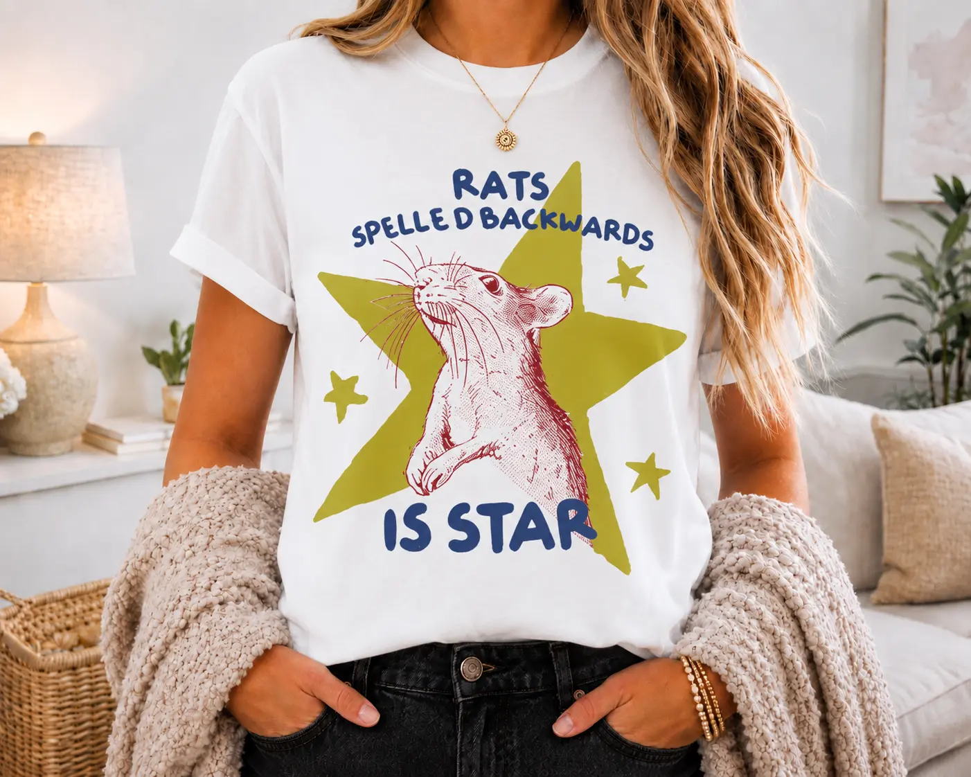 Comfort Colors Rat Spelled Backwards Is Star T-Shirt, Funny Rat Graphic Tee, Weird Meme Humor Shirt, Quirky Animal Tshirt, Unisex Casual Gift