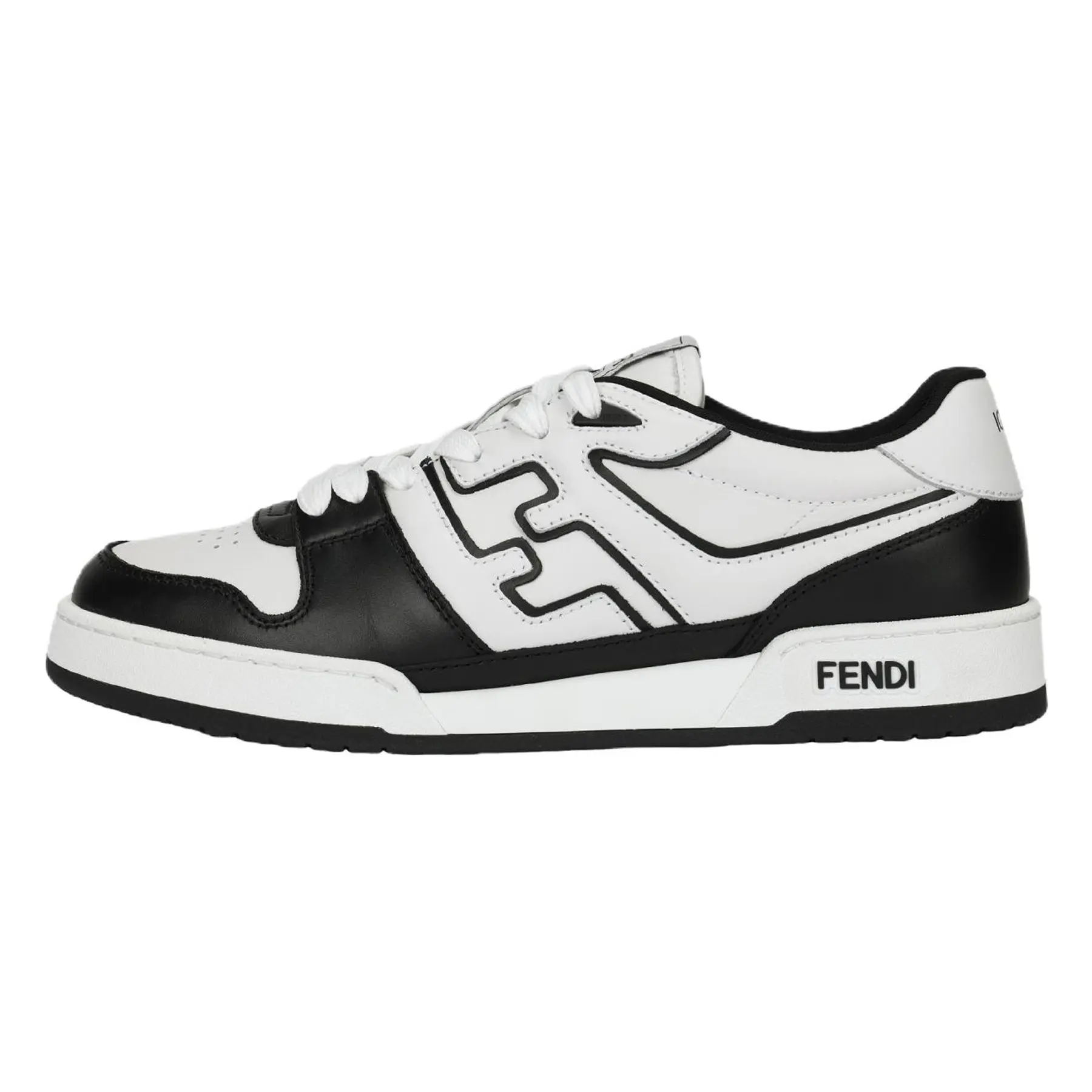 Men's FENDI Match Closed Leather Round-Toe Lace-Up Low-Top Casual Walking Footwear - Black & White Trending Shoes, Maison Mihara Verifiable with Credentials & Global Authentication Support