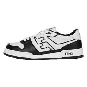 FENDI Match Leather Round-Toe Lace-Up Low-Top Sneakers for Men in Black and White Trending Shoes, House White Official Shoes to Get / Maison Mihara Verifiable, with credentials and supporting global authentication