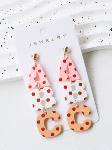 Graduation Season Acrylic Soft Clay Earrings, Apple Print Cute Fun Ear Decor, Party Gift, Elegant Style, All Seasons