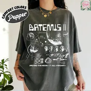Artemis II NASA Mission T-Shirt: Vintage Feel Comfort Color Tee, Space Exploration Apparel