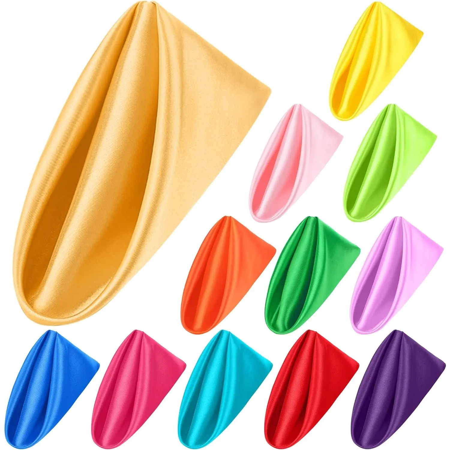 12 count Satin Napkins Soft Dinner Napkins Multicolor Square Weddings Table Napkins 17 X 17 Inches for Restaurant Weddings Party Dinner Decoration (Rainbow)
