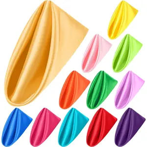 12 count Satin Napkins Soft Dinner Napkins Multicolor Square Weddings Table Napkins 17 X 17 Inches for Restaurant Weddings Party Dinner Decoration (Rainbow)