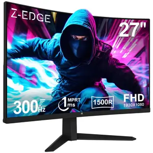 Z-Edge 27 inch Curved Gaming Monitor 300Hz 1ms 16:9 FHD 1080P Frameless UG27S Freesync Eye Care 2×DisplayPort 2×HDMI for Immersive Gaming