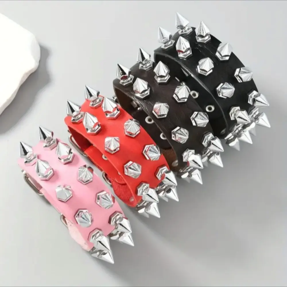 Men's PU Leather Bracelet, Punk Style Wristband with Spiked Rivets, Trendy Fashion Jewelry for Daily and Party Wear, Exquisite Trendy Bracelet, Fashionable Bracelet