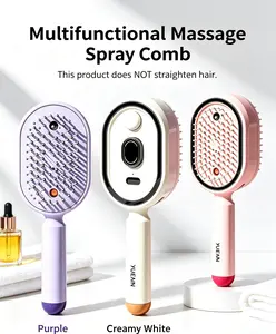 Self-Cleaning Electric Spray Air Cushion Massage Comb, Anti-Tangle Anti-Static Volumizing Hair Brush with Essential Oil Mist Aromatherapy for Daily Hair Care