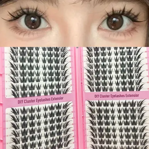 Natural & Anime Style False Eyelashes, 1 Box Curl Eyelash Extensions, Self Grafting Curl Eyelashes, Eye Makeup Enhancement False Eyelashes, Cosmetic, DIY Eyelash Extensions, Fluffy Eyelash Clusters, Synthetic Fiber, DIY Volume Lashes